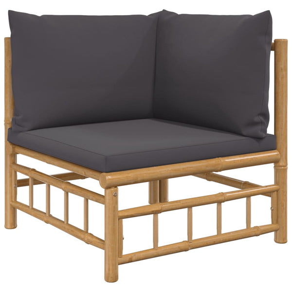 Vidaxl 8 Piece Garden Lounge Set With Dark Grey Cushions Bamboo Other Patio & Garden Furniture