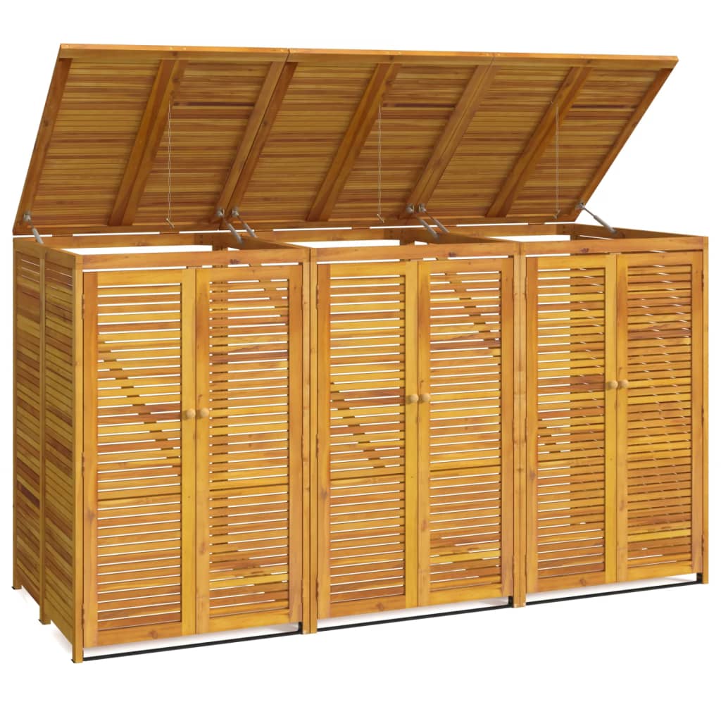 Triple Garbage Bin Shed 210X89x117 Cm Solid Wood Acacia Sheds Summerhouses Carports