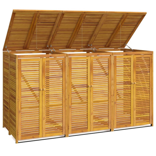 Triple Garbage Bin Shed 210X89x117 Cm Solid Wood Acacia Sheds Summerhouses Carports