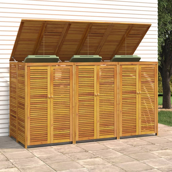 Triple Garbage Bin Shed 210X89x117 Cm Solid Wood Acacia Sheds Summerhouses Carports