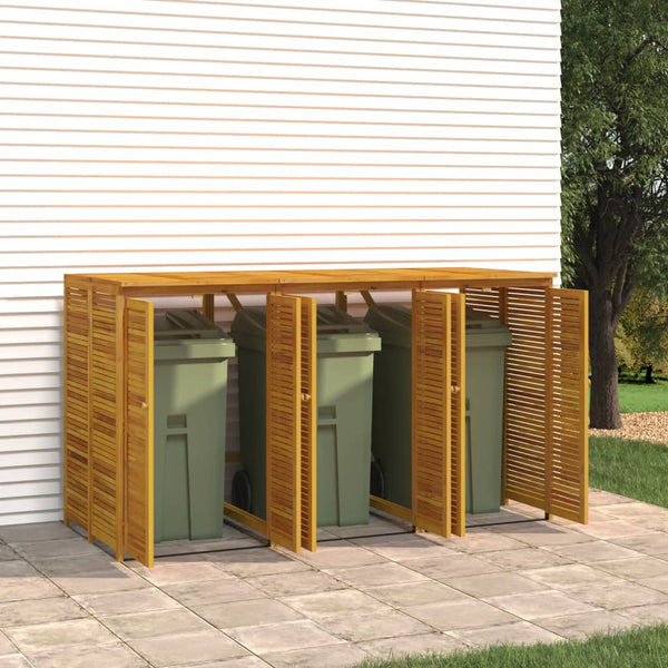 Triple Garbage Bin Shed 210X89x117 Cm Solid Wood Acacia Sheds Summerhouses Carports