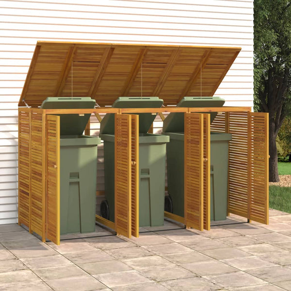 Triple Garbage Bin Shed 210X89x117 Cm Solid Wood Acacia Sheds Summerhouses Carports