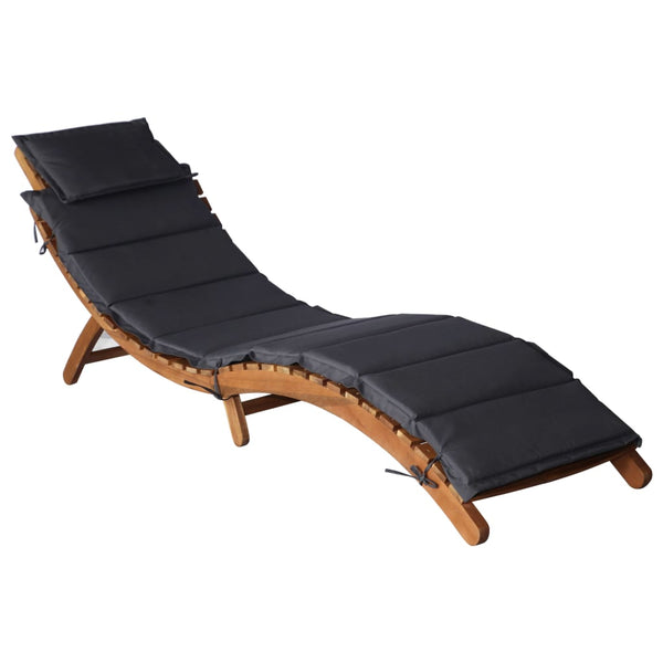 Sun With Cushions 2 Pcs Dark Grey Solid Wood Acacia Loungers
