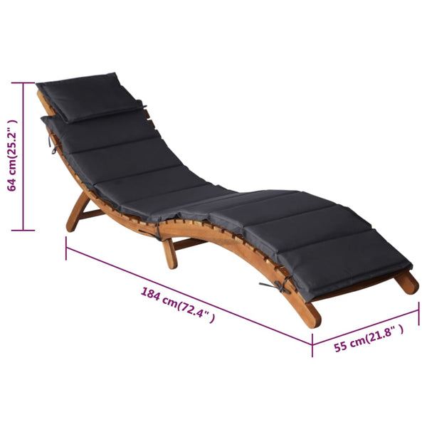 Sun With Cushions 2 Pcs Dark Grey Solid Wood Acacia Loungers