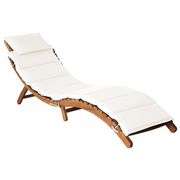 Sun With Cushions 2 Pcs Cream White Solid Wood Acacia Loungers