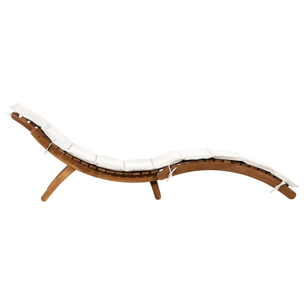 Sun With Cushions 2 Pcs Cream White Solid Wood Acacia Loungers