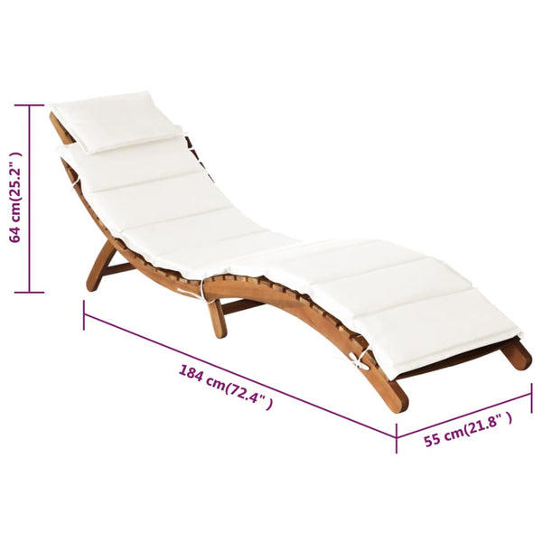Sun With Cushions 2 Pcs Cream White Solid Wood Acacia Loungers