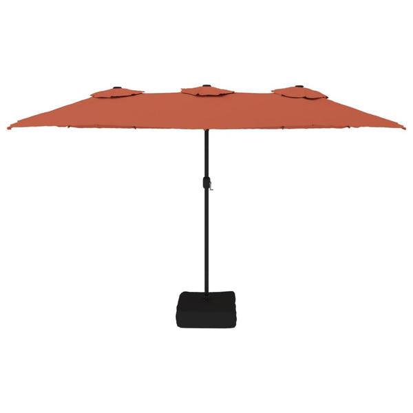 Double Head Parasol Terracotta 449X245 Cm Patio Umbrellas