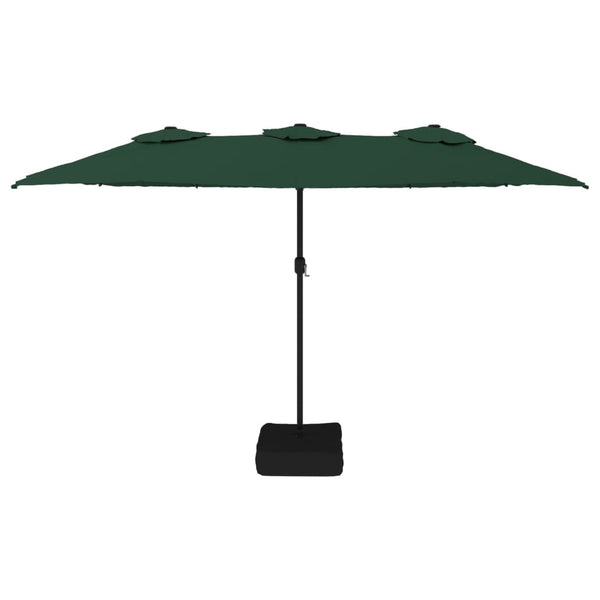 Double Head Parasol With Leds Green 449X245 Cm Patio Umbrellas