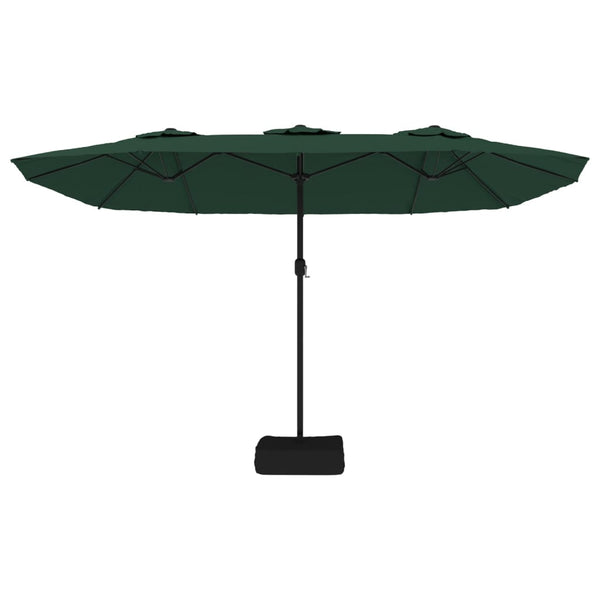 Vidaxl Double Head Garden Parasol With Leds Green 449X265 Cm Patio Umbrellas
