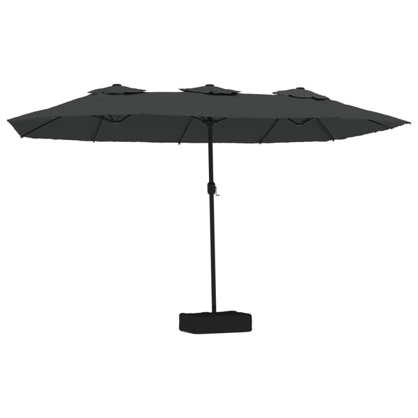 Double Head Parasol With Leds Anthracite 449X245 Cm Patio Umbrellas