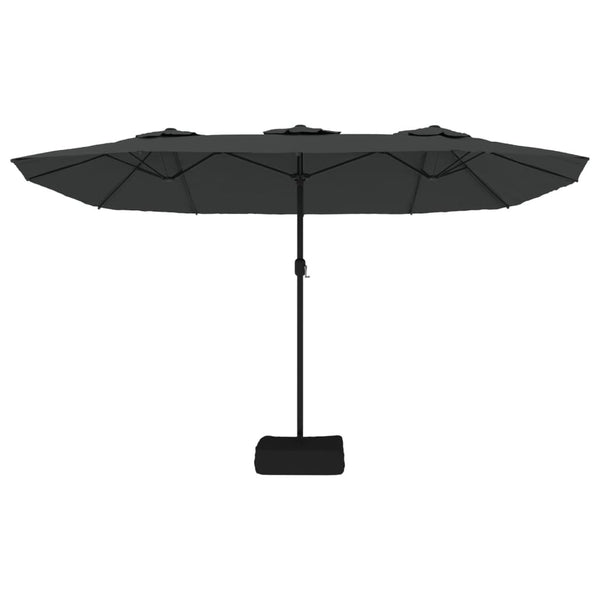 Double Head Parasol With Leds Anthracite 449X245 Cm Patio Umbrellas