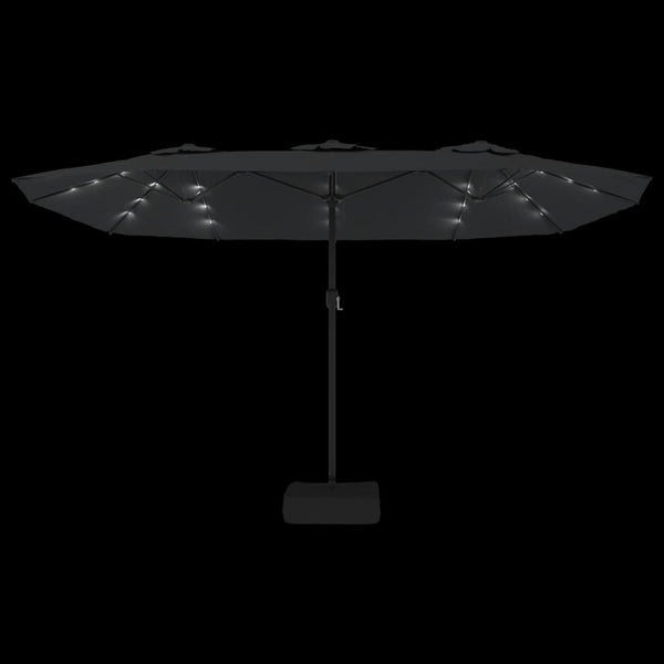 Double Head Parasol With Leds Anthracite 449X245 Cm Patio Umbrellas