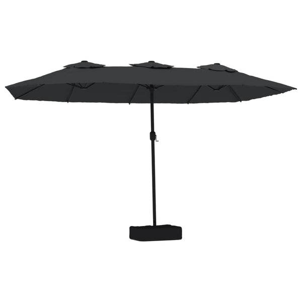 Vidaxl Double Head Garden Parasol With Leds Black 449X265 Cm Patio Umbrellas