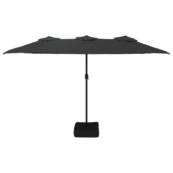 Vidaxl Double Head Garden Parasol With Leds Black 449X265 Cm Patio Umbrellas