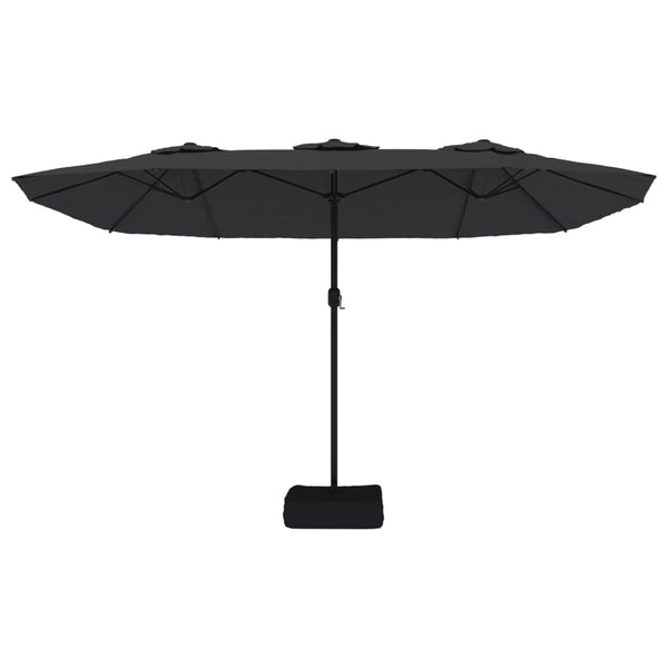 Vidaxl Double Head Garden Parasol With Leds Black 449X265 Cm Patio Umbrellas