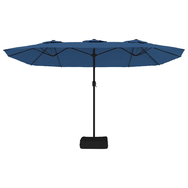 Vidaxl Double Head Garden Parasol With Leds Azure Blue 449X265 Cm Patio Umbrellas