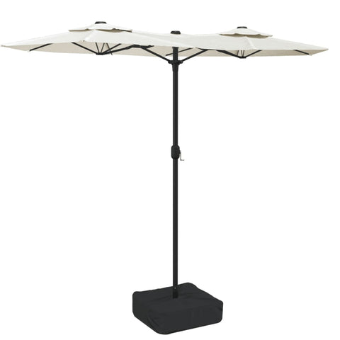 Double Head Parasol Sand White 316X240 Cm Patio Umbrellas