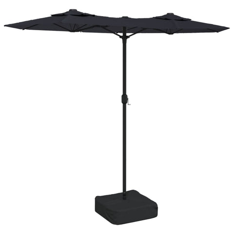 Double Head Parasol With Leds Black 316X240 Cm Patio Umbrellas