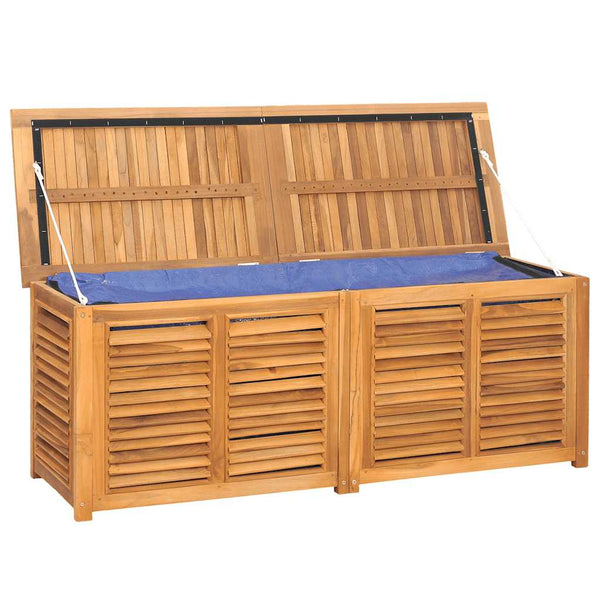 Vidaxl Garden Storage Box With Bag 150X50x55 Cm Solid Wood Teak Storage Deck Boxes