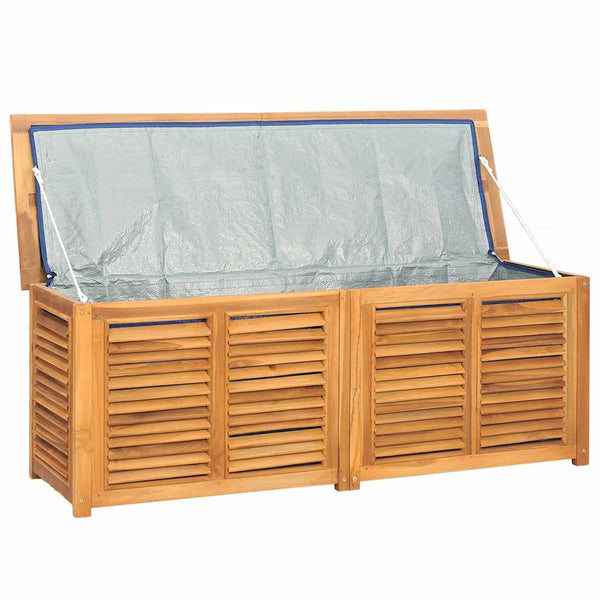 Vidaxl Garden Storage Box With Bag 150X50x55 Cm Solid Wood Teak Storage Deck Boxes