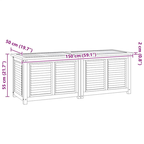 Vidaxl Garden Storage Box With Bag 150X50x55 Cm Solid Wood Teak Storage Deck Boxes