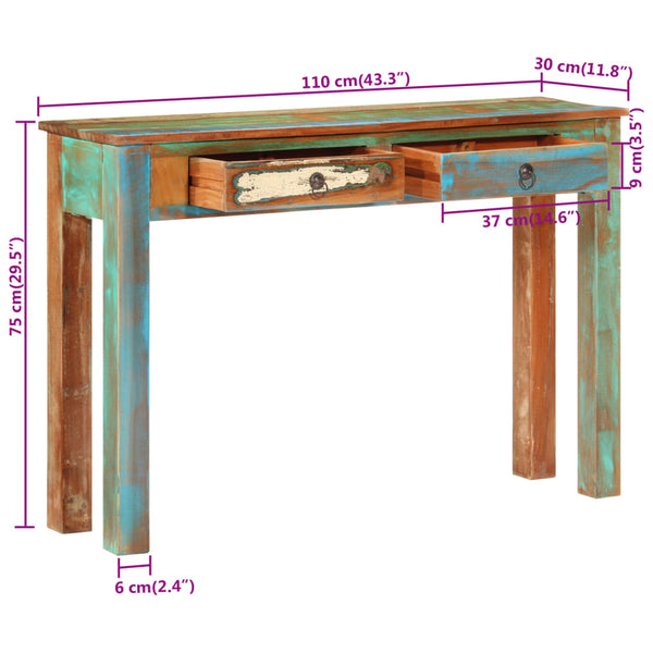 Console Table 110X30x75 Cm Solid Wood Reclaimed Tables