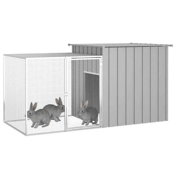 Vidaxl Rabbit Cage Grey 200X91x100 Cm Galvanised Steel Small Animal Cages & Hutches