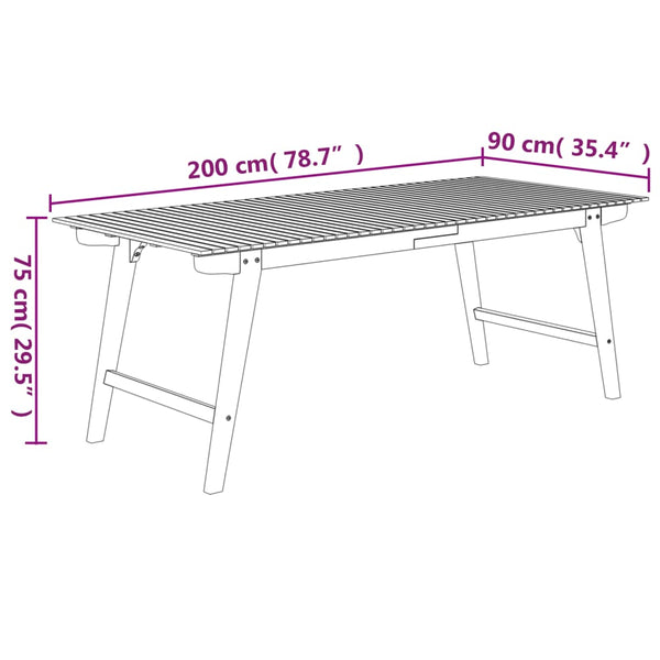Garden Table 200X90x75 Cm Solid Wood Acacia Patio & Garden Tables