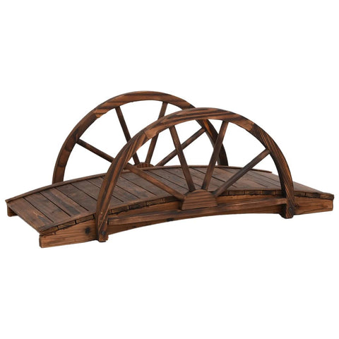 Garden Bridge With Half Wheel 99X50x38 Cm Solid Wood Fir Ornaments & Statues