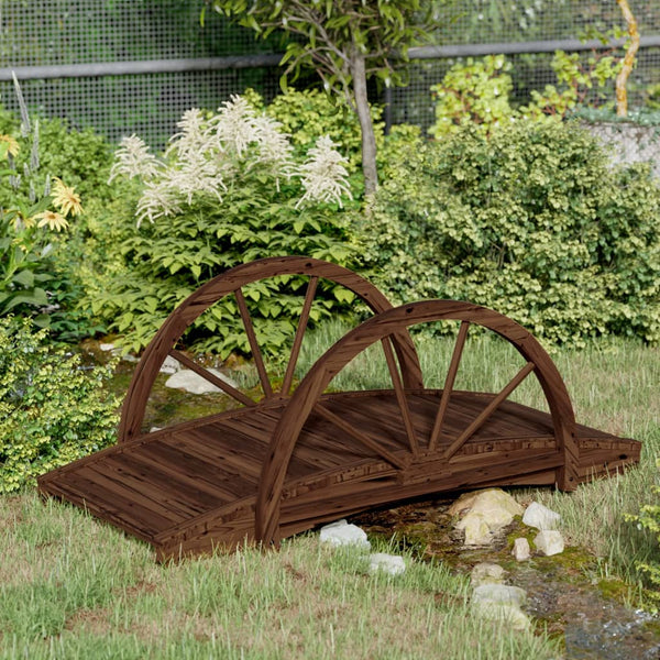 Garden Bridge With Half Wheel 99X50x38 Cm Solid Wood Fir Ornaments & Statues