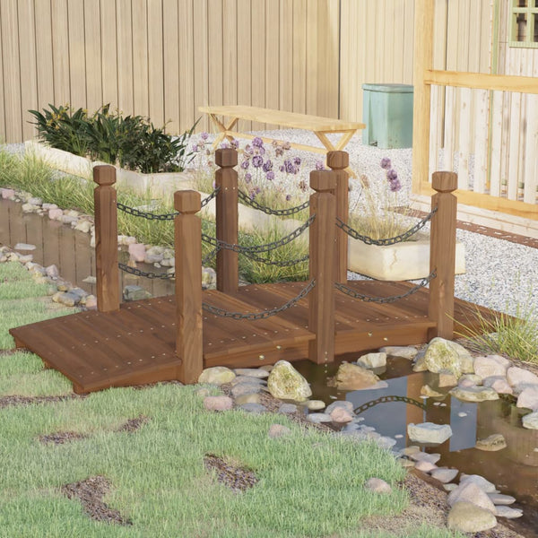Garden Bridge With Chain Railings 150X67x56cm Solid Wood Spruce Garden Bridges