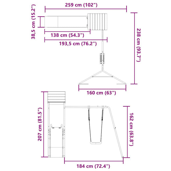Outdoor Playset Solid Wood Pine Outdoor Play Sets