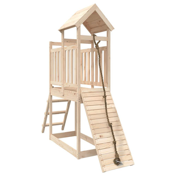 Playhouse With Climbing Wall Solid Wood Pine Outdoor Play Sets