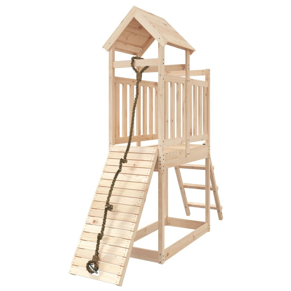 Playhouse With Climbing Wall Solid Wood Pine Outdoor Play Sets