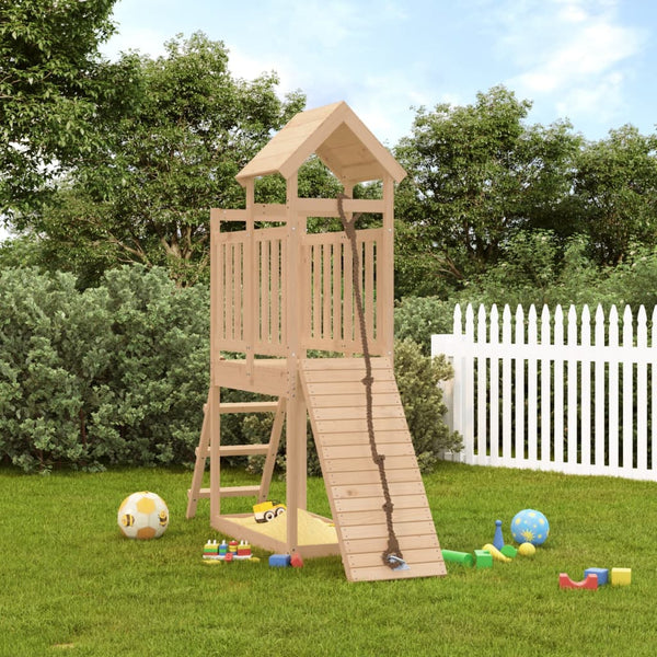 Playhouse With Climbing Wall Solid Wood Pine Outdoor Play Sets