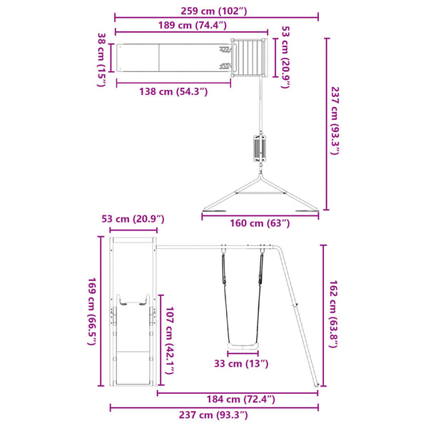 Outdoor Playset Solid Wood Pine Outdoor Play Sets