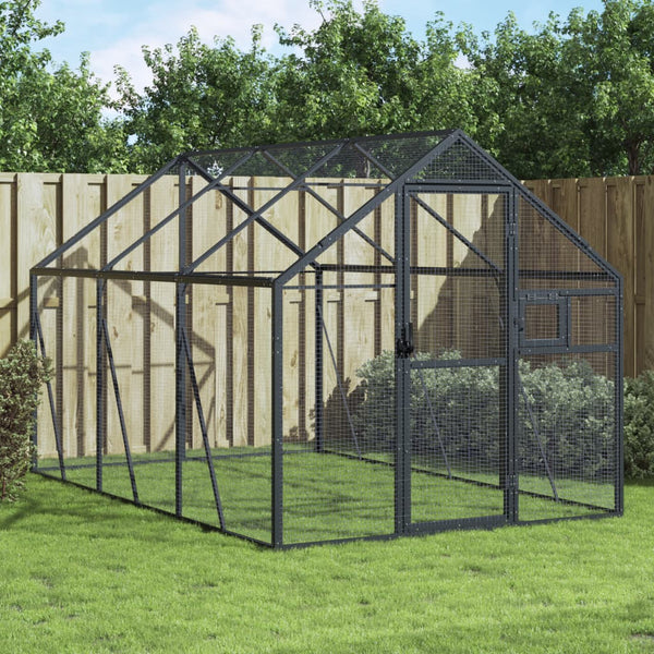 Vidaxl Aviary Anthracite 1.79X3x1.85 M Aluminium Poultry Cages