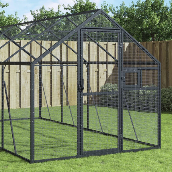 Vidaxl Aviary Anthracite 1.79X4x1.85 M Aluminium Poultry Cages