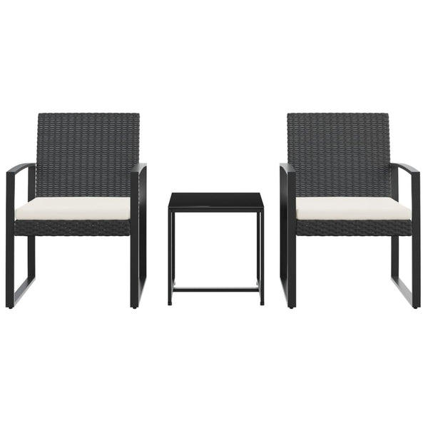 Vidaxl 3 Piece Garden Dining Set With Cushions Black Pp Rattan Outdoor Dining Sets