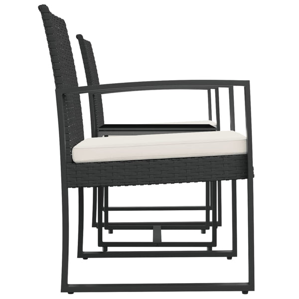 Vidaxl 3 Piece Garden Dining Set With Cushions Black Pp Rattan Outdoor Dining Sets
