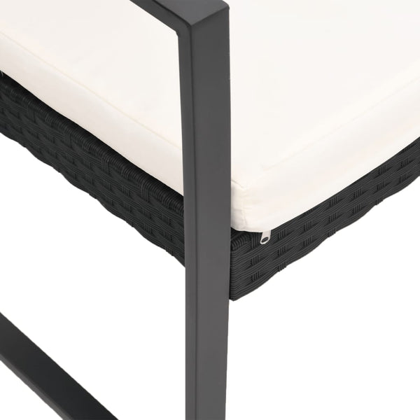 2 Seater Garden Bench With Cushions Black Pp Rattan Patio Benches