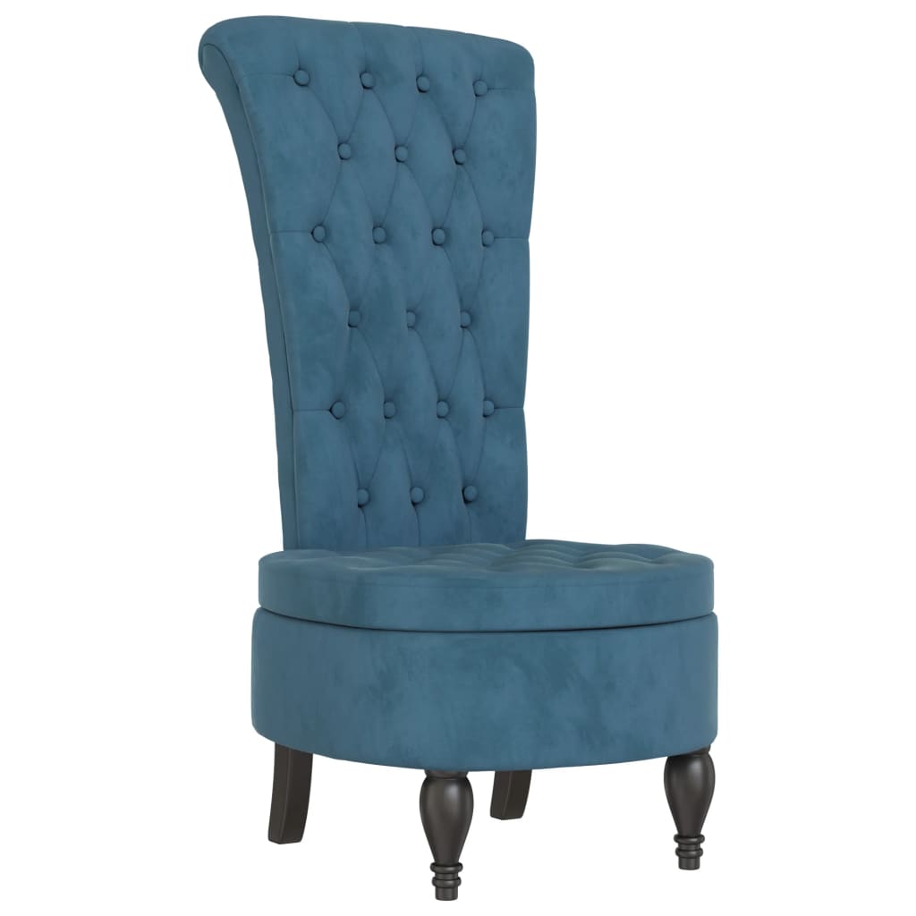 High Back Chair Blue Velvet Button Design Chairs