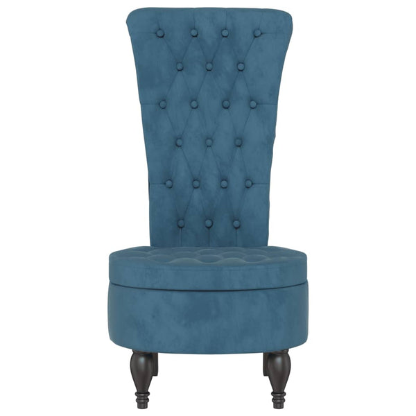 High Back Chair Blue Velvet Button Design Chairs