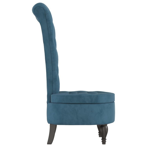 High Back Chair Blue Velvet Button Design Chairs
