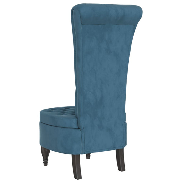 High Back Chair Blue Velvet Button Design Chairs