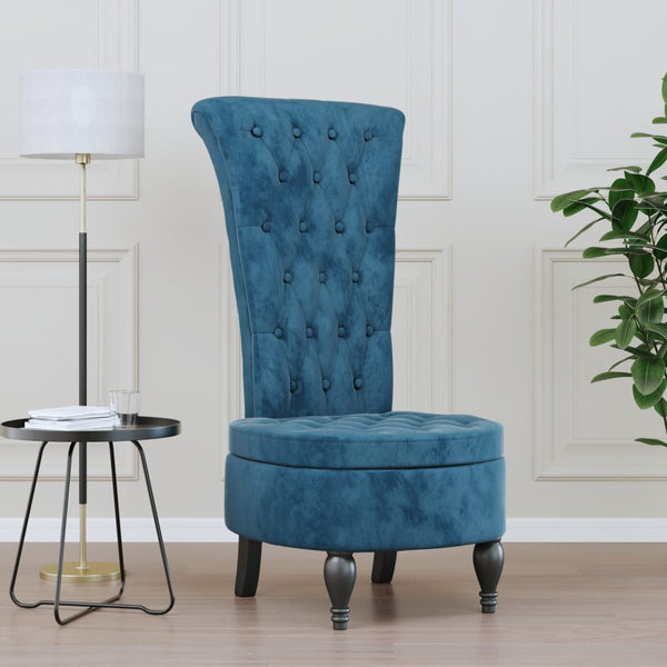 High Back Chair Blue Velvet Button Design Chairs