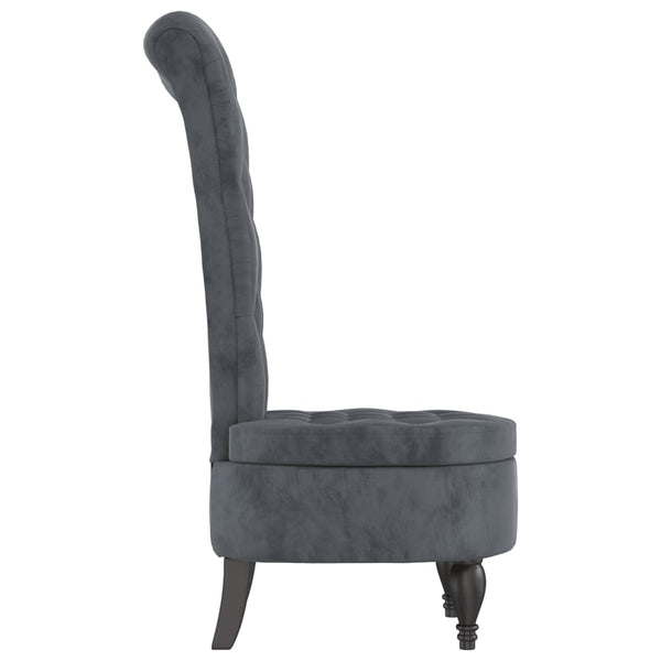 High Back Chair Dark Grey Velvet Button Design Chairs