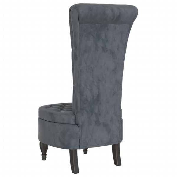 High Back Chair Dark Grey Velvet Button Design Chairs
