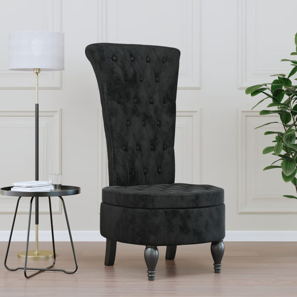 Vidaxl High Back Chair Black Velvet Button Design Chairs